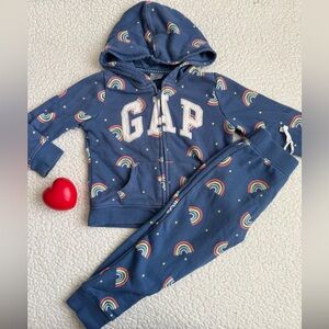 GAP Navy Hoodie and Joggers with Rainbow Design